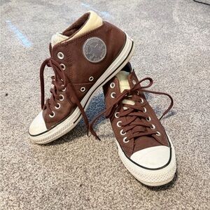 Converse Maroon Mid-Top Sneakers with Sherpa Accents